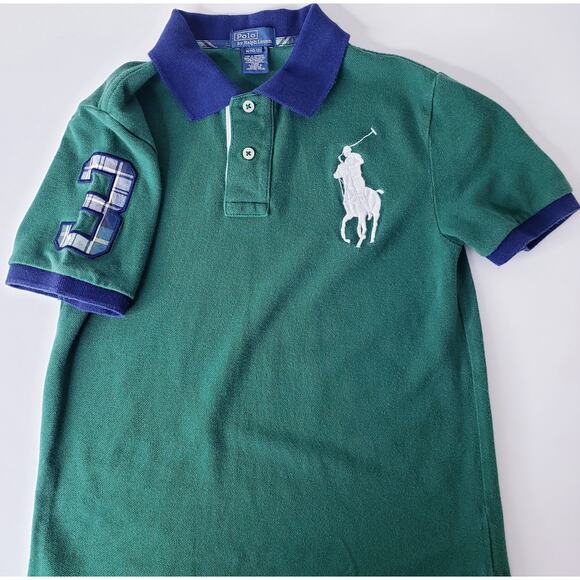 POLO RALPH LAUREN Youth Boy's Size M(10-12) BIG PONY ~ #3 S/S POLO Shirt Green - Picture 3 of 13